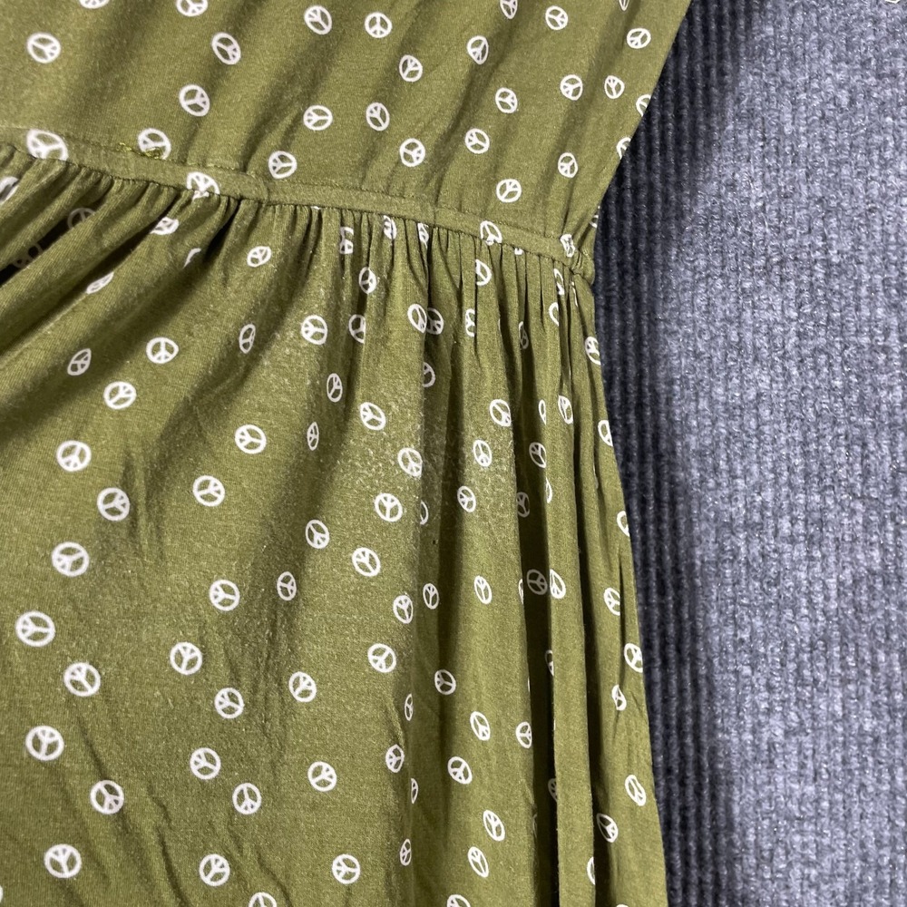 Modcloth Dress Womens Small Green Short Sleeve Peace Signs Hippie‎ Lightweight - Picture 9 of 10